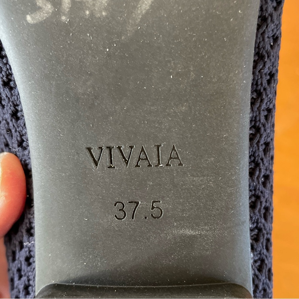 Vivaia Margot Square Toe V-Cut Flats Navy Knit Shoes Size 37.5 US Sz 7 VGC - Picture 14 of 14